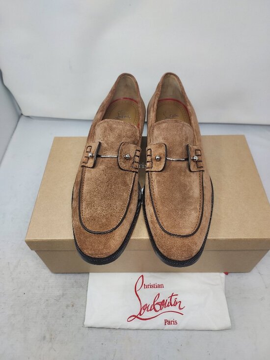 CHRISTIAN LOUBOUTIN MENS Chambelimoc Hardware Brown Suede Loafer main image 12